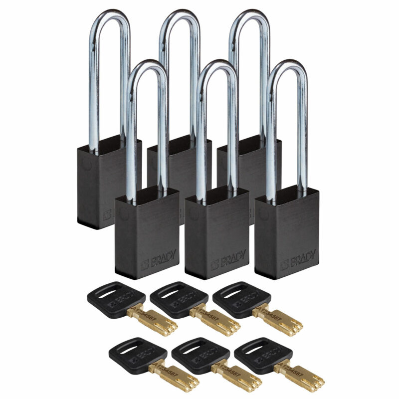 Hänglås Stålbygel Lång | Olika Låsning 6-pack