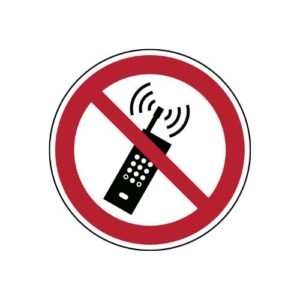 Förbudsskylt Ej påslagna mobiltelefoner