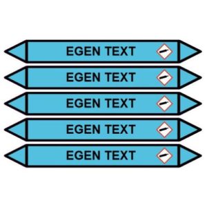 Rörmärkningsdekal Egen Text Ljusblå + GHS