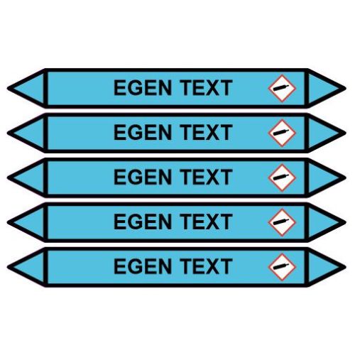 Rörmärkningsdekal Egen Text Ljusblå + GHS