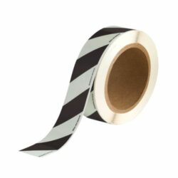 Brady efterlysande golvmarkeringstejp Svart Vit randig 10m x 40mm