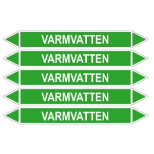 Rörmärkningsdekal VARMVATTEN
