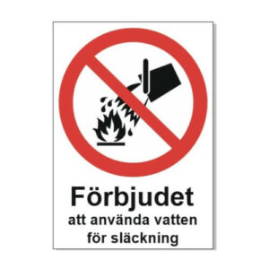 Förbjudet att använda vatten för släckning AFS
