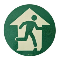 Efterlysande Golvdekal Nödutgång rakt fram med halkskydd Ø 200 mm