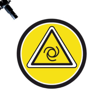 Varningsprojektor LED för automatisk maskinstart – tydlig säkerhetsprojektion på golv vid maskinstart.